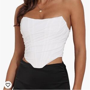 White Corset Strapless Top